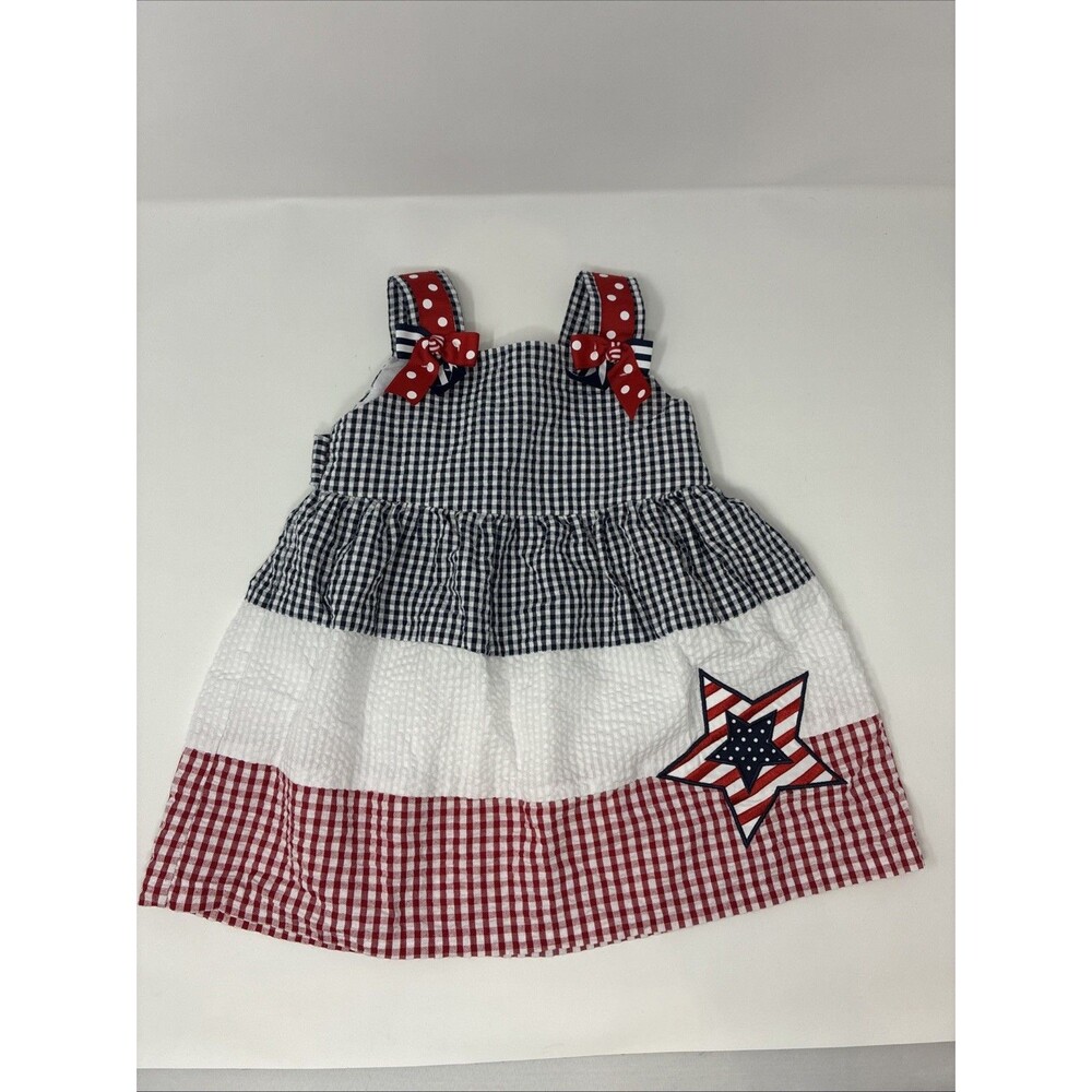 Counting Daisies Patriotic Summer Dress, Baby Girl Size 18 Months Gingham